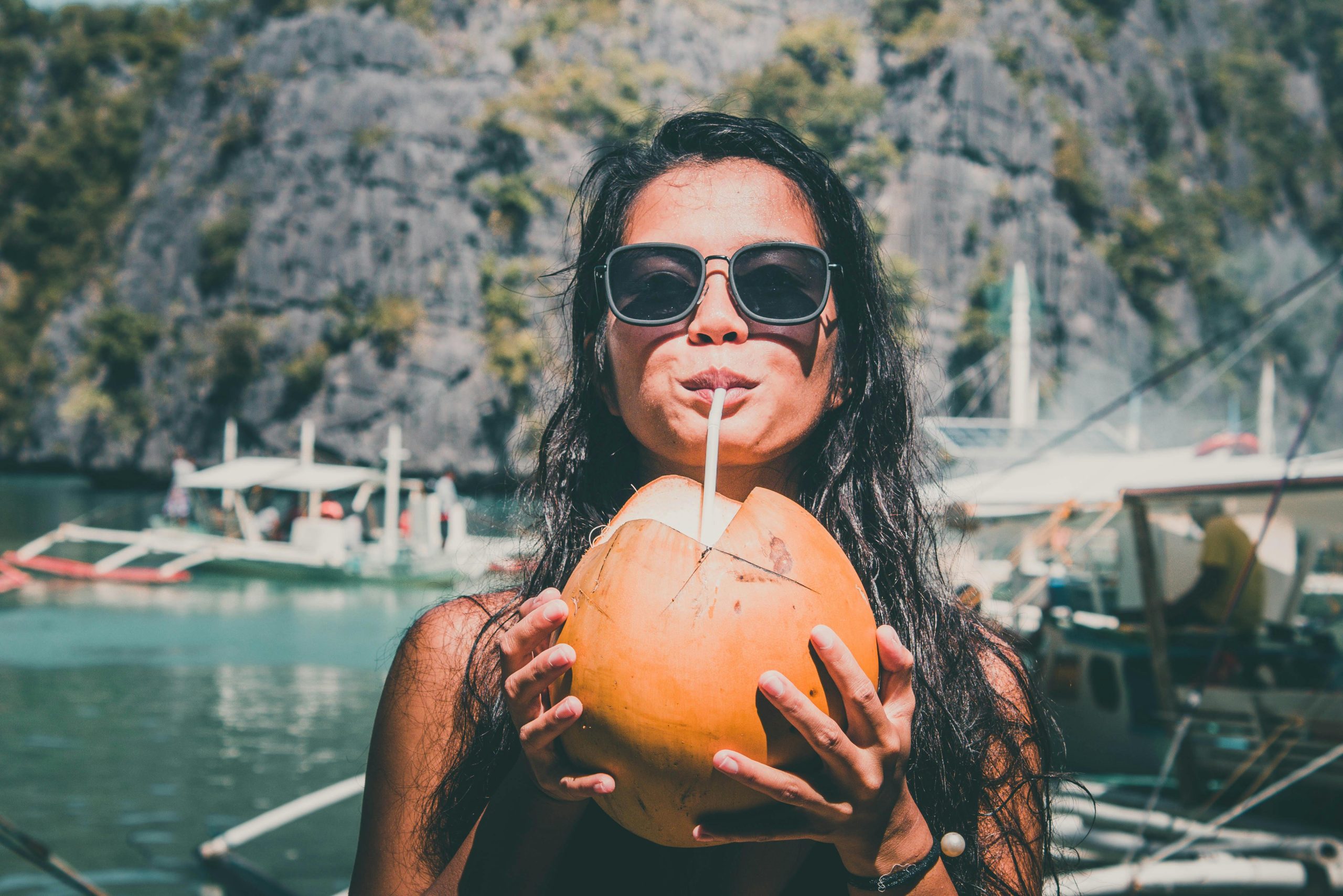 woman drinking water refresh